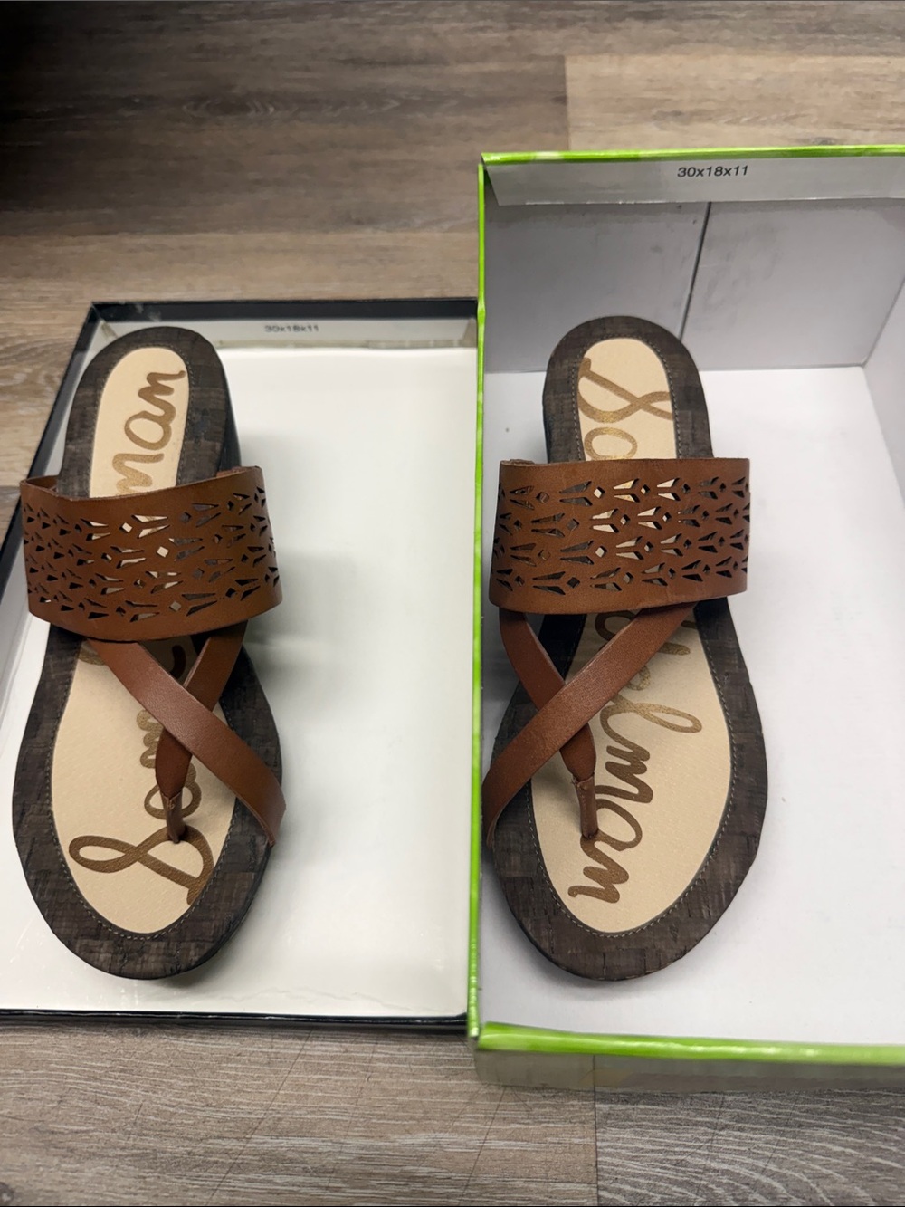 Sam Edelman Comfort Fit Brown Leatherette Women's Slide Sandals size 7M